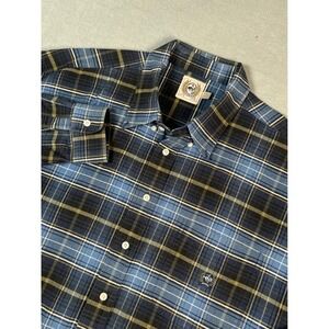 Cincha Mens Plaid Long SleeveButton Down Shirt XXL Blue Black Tan Western